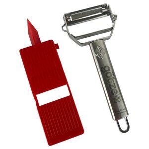 Götze Stainless Steel Peeler Slicer With Red Mini Mandolin Vegetable Swiss